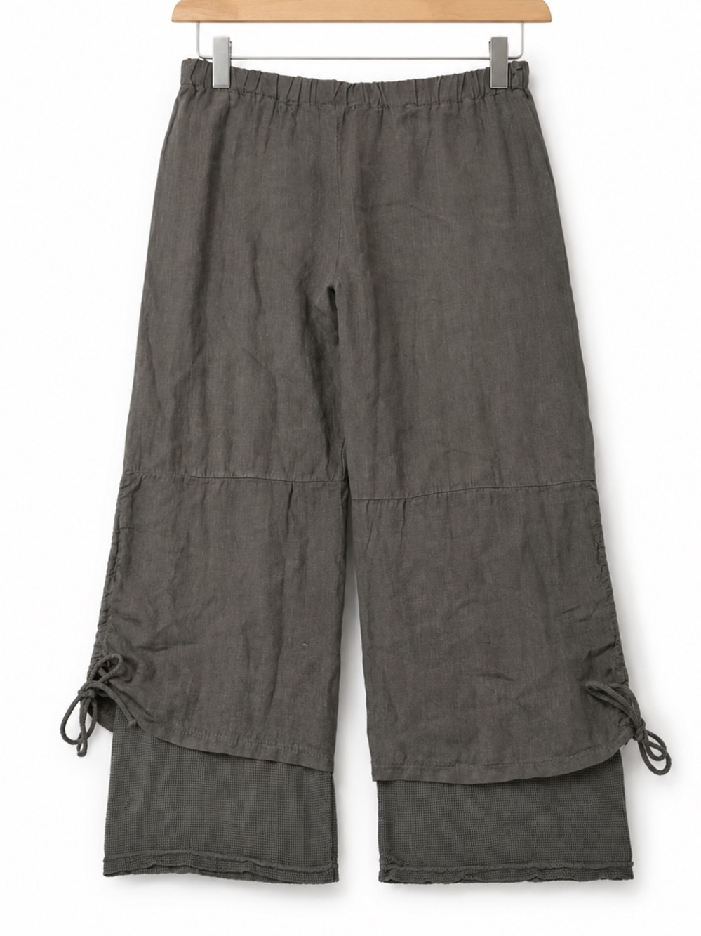ART Made in Italy Linen Blend Wide Leg Culotte Pants Boho Lagenlook Grey 2